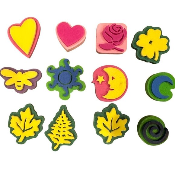 Set 16 Chunky Foam Stamps Kids Fun Art Craft Projects Heart Rose Sun Butterfly - Picture 2 of 6